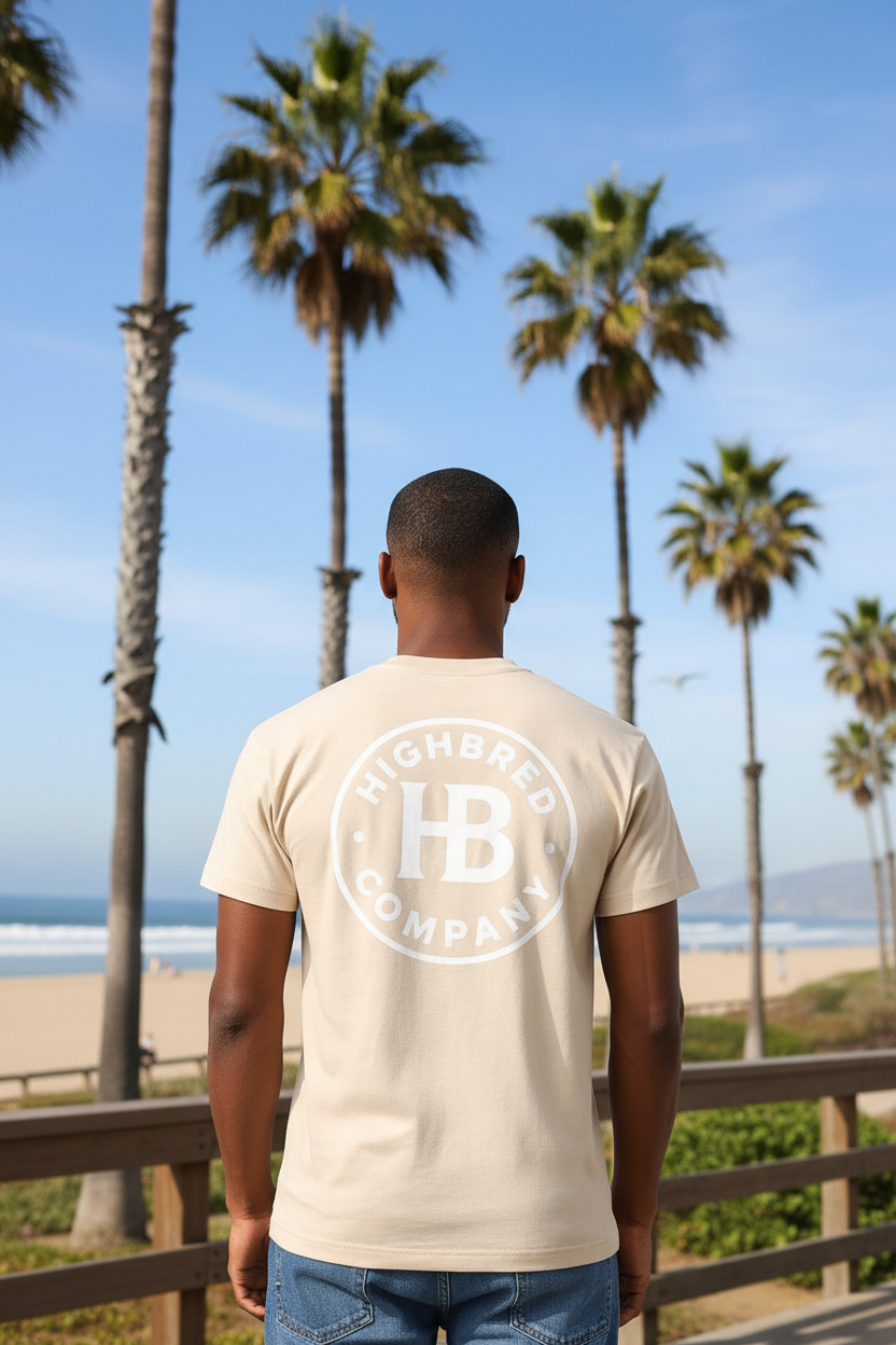 Black male model - back view with HB badge