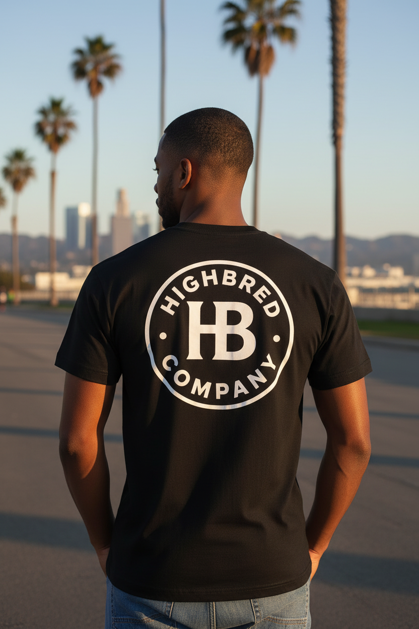 Black male model - black shirt back